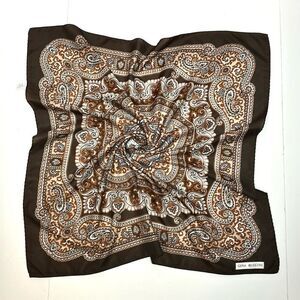 Gina Ruccini Square Scarf Brown Beige Paisley made in Italy